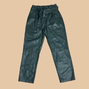 Love, Whit by Whitney Port Vegan Leather Straight Leg Pants in Green Sz 8
